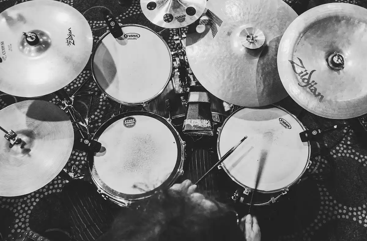 Drum kit set up for live performance